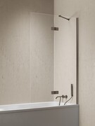 New Trendy Nesta Gunmetal Brushed parawan nawannowy ze wspornikiem kątowym 120x150 cm prawy grafit szczotkowany/szkło przejrzyste P-0262-WL