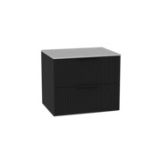 Excellent Tuto 2.0 szafka wisząca front ryflowany czarny mat 60x50x46,5 cm blat jasny szary MLEX.2172.K.60.03SJ.BKBK