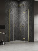 New Trendy Nesta Light Gold kabina pięciokątna 90x90x200 cm prawa drzwi pojedyncze złoty połysk/szkło przejrzyste K-4582