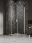 New Trendy Nesta Light Gold kabina 120x100x200 cm lewa wspornik równoległy złoty połysk/szkło przejrzyste K-4517