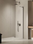 New Trendy Nesta Gunmetal Brushed kabina Walk-In 120x200 cm wspornik kątowy grafit szczotkowany/szkło przejrzyste K-1759-WL