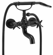 Deante Temisto Nero bateria wannowa z zestawem prysznicowym czarny mat BQT N11D