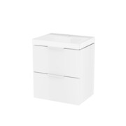 Excellent Blanko szafka 49 cm, biały połysk z umywalką z otworem na baterię, uchwyt biały MLEX.6317.K.490.WHWH