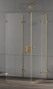 New Trendy Eventa Gold Shine kabina prysznicowa przyścienna z drzwiami bocznymi 100x100x200 cm przejrzyste prawa Złoty połysk EXK-4833