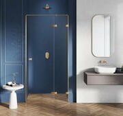 New Trendy Avexa Gold Brushed drzwi wnękowe 90x200 cm złoto szczotkowane przejrzyste prawa EXK-1717