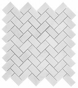 Dunin Black & White Eastern White Herringbone 48 mozaika kamienna 28,5x30,5 cm