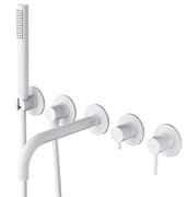 Omnires Y bateria wannowa 5-otworowa podtynkowa z długą wylewką biały mat Y1237-1WM