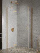 New Trendy Nesta Gold Brushed kabina pięciokątna asymetryczna 100x80x200 cm lewa drzwi lewe złoto szczotkowane/szkło przejrzyste K-4487