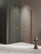 New Trendy Nesta Copper Brushed kabina pięciokątna 90x90x200 cm lewa drzwi pojedyncze miedź szczotkowana/szkło przejrzyste K-4681