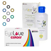 EyeLove Colors 2 szt. moc: 0,00 (PLAN) + płyn EyeLove Natural 100 ml + pojemnik Bezokularow.pl