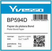 Papier w roli do plotera Yvesso Bond 594x150m 80g BP594D Yvesso