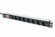 Digitus Listwa zasilająca PDU 19 cali RACK 7xSchuko, 2m 1xSchuko, 16A, wł./wył., zab.przepięciowe, aluminiowa digitus