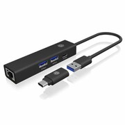 IcyBox Hub IB-HUB1439-LAN 4w1 HUB, 1x USB-C, 2xUSB-A, 1x LAN icybox