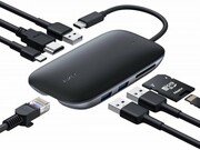 AUKEY CB-C71 aluminiowy HUB USB-C | 8w1 | RJ45 Ethernet 10/100/1000Mbps | 3xUSB 3.1 | HDMI 4k@30Hz | SD i microSD | USB-C Power aukey