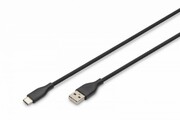 Digitus Kabel połączeniowy silikonowy USB-A - USB-C, USB 2.0 60W, 0,5m Czarny digitus
