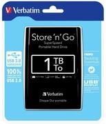 Verbatim External HD 1 TB Black 2.5 inch, 64 mm, USB 3,0 VERBATIM