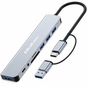 Qoltec HUB Adapter 8w1 USB-C/USB | USB-C | 4xUSB | SD/TF card | Jack 3.5mm TRRS qoltec