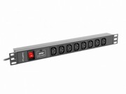 Lanberg Listwa zasilająca Rack PDU 19 cali 1U 16A 8X IEC C13 2m czarna C20 lanberg