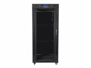 Lanberg Szafa instalacyjna rack stojąca 19 27U 600x800 czarna, drzwi szklane LCD (Flat pack) lanberg