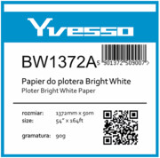 Papier w roli do plotera Yvesso BrightWhite 1372x50m 90g BW1372A ( 1372x50 90g ) Yvesso