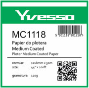 Papier powlekany w roli do plotera Yvesso Medium Coated 1118x30m 120g MC1118 Yvesso