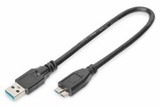 Digitus Kabel połączeniowy USB 3.1 Gen.1 SuperSpeed 5Gbps Typ USB A/microUSB B M/M czarny 0,25m assmann
