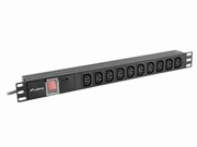 Lanberg Listwa zasilająca Rack PDU 19 cali 1U 10A 10X IEC C13 2m C14 czarna lanberg