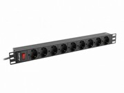 Lanberg Listwa zasilająca Rack PDU 19 cali 1U 16A 9xSchuko 3m Czarna lanberg
