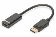 Digitus Kabel adapter Displayport z zatrzaskiem 1080p 60Hz FHD Typ DP/HDMI A M/Ż czarny 0,15m digitus