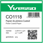 Papier powlekany w roli do plotera Yvesso Coated 1118x45m 90g CO1118 Yvesso