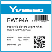 Papier w roli do plotera Yvesso BrightWhite 594x50m 90g BW594A ( 594x50 90g ) Yvesso