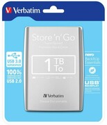 Verbatim External HD 1 TB Silver 2.5 inch, 64 mm, USB 3.0 VERBATIM