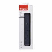 Legrand Przedłużacz 3x2PZ + USB A/C 1,5m czarny legrand
