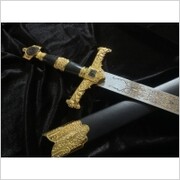 ZŁOTY MIECZ KRÓLA SALOMONA MASOŃSKI TEMPLARIUSZY JT6133GU-BK 86CM Płatnerze