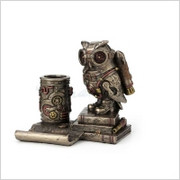 STEAMPUNK SOWA STOJAK NA KOMÓRKĘ I DŁUGOPISY VERONESE WU77491A4 Veronese