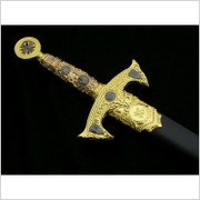 ZŁOTY MIECZ TEMPLARIUSZY Z POCHWĄ JT6136GU MEGA HIT 84CM Płatnerze