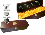 Skrzynka Drewniana Zestaw Akcesoria do Wina +GRAWER
