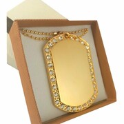 Nieśmiertelnik Zawieszka Hip-Hop GOLD+Łańcuszek 50cm +GRAWER Zdjęcie Tekst MOWATEX