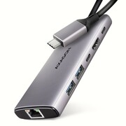 AXAGON HMC-6G2L Wieloportovy hub USB 6in1, 10Gbps, 2xUSB-A, 1xUSB-C, HDMI 4K/60Hz, PD 100W, GLAN, 15cm USB-C kabel AXAGON