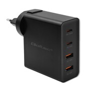 Qoltec Ładowarka GaN Power Pro | 2xUSB-C | 2xUSB | 130W | 5-20V | 1.5-5A| PD | Czarna Qoltec