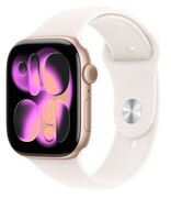 Apple Watch Series 11 GPS, koperta 46 mm z aluminium w kolorze różowego złota, pasek sportowy w kolorze łagodnego różu - rozmiar S/M Apple