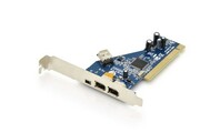 Digitus Karta/Kontroler Firewire (400) PCI, 2x6pin. 1x4pin Wew., 1x6pin Zew. IEEE1394a, Chipset: TSB43AB23 Digitus