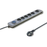 Qoltec Listwa antyprzepięciowa Quick Switch, 6 gniazd, 3m, szara Qoltec