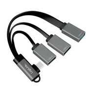 LogiLink Hub USB 3.2, USB-C/M 90, do 3xUSB-A/F, 0.15m LogiLink