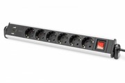 Digitus Listwa zasilająca biurowa 45° 6 gniazd, 2xUSB-A 1xUSB-C (5V/3,4A) możliwość obrotu o 180°, aluminiowa, z zaciskiem na blat Digitus