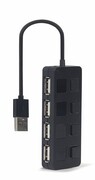 Gembird HUB USB 2.0 4-portowy z przełącznikami, czarny Gembird
