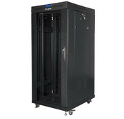 Lanberg Szafa rack stojąca 19 cali 27U 800x1200 czarna drzwi szklane LCD FLAT PACK Lanberg