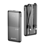 AWEI Powerbank 10000mAh P76K 22,5W 4 Wyjścia ładowania dwa kable AWEI