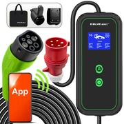 Qoltec Mobilna ładowarka do samochodu elektrycznego EV z regulacją 2w1 Typ2 | 11kW | CEE 5 PIN | WiFi | LCD | 3 fazy | Przenona | Wallbox | 5m Qoltec
