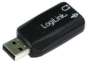 LogiLink Adapter USB, USB-A/M to 2x 3.5 mm/F, virtual 5.1 surround sound, czarny LogiLink